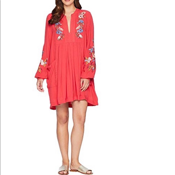 Free People Dresses & Skirts - Free People Mia Embroidered Mini Dress Red S